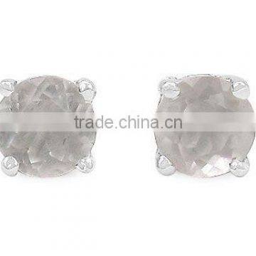 1.20ctw Genuine Rose Quartz Round .925 Sterling Silver Stud Earrings