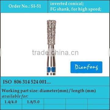 FG shank high speed medium grit inverted cone dental consumables materials