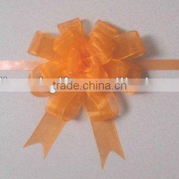 HOT SALE! Orange Organdy Woven Fabric Ribbon Wedding Butterfly Pull Bow