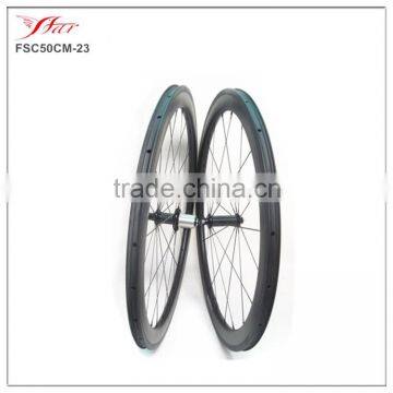 Competitive Price! Far Sports carbon bicycle wheels, 50mm deep 23mm wide carbon wheels clincher Powerway R36 Straight pull hub