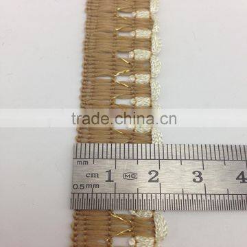 Polyester Drawn Textured Yarn Flat Gimp Scalloped Loop Lace Trimming Tape