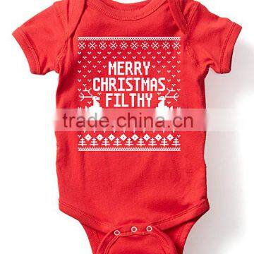 Pettigirl 2016 In Stock Red Merry Christmas Ya Filthy Animal Infant Bodysuit Printed Cotton Toddler Clothing G-NPRR90628-4