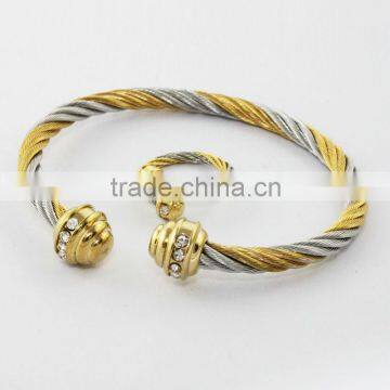 High quality gold/steel cable bangle jewelry sets bangle and ring Made in China