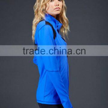 Spandex Jersey: 87%Nylon 13%Spandex with power mesh details fashion woman sports jacket