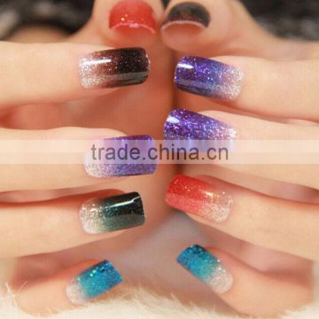 2016 new custom popular fashion lady gradual change glitter nail sticker