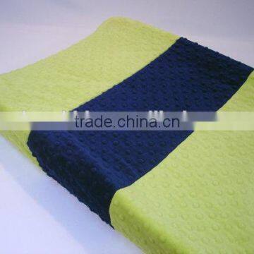 Green Plush Dots Minky Color Block Changing Mat Cover