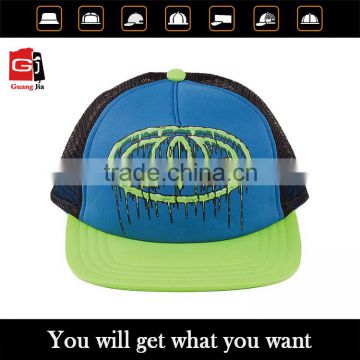 wholesale snapback flat brim 100% polyester mesh baby trucker cap