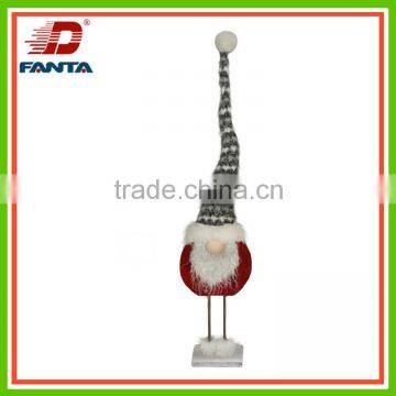 Handmade crafts- clothware cutie santa for Christmas ornament with stripe hat with beard with wood body