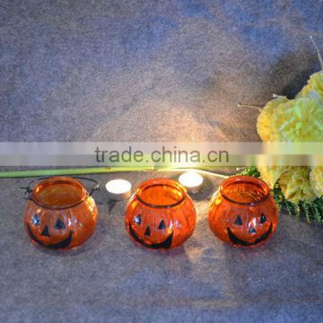 Pumpkin shape holiday candle holder