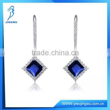 Cubic SS Rhodium Plated Diamond Shape Dangling Earrings