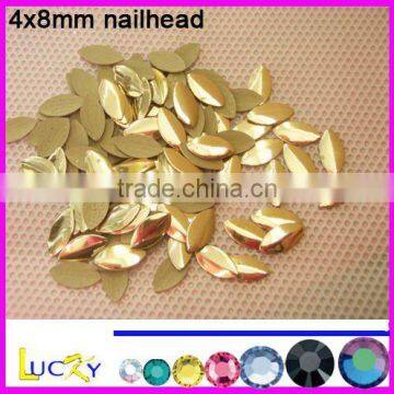 korean quality hot fix nailhead boat shape matte gold