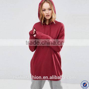 wholesale hoodies dropped shoulder long sleeve plain red oversized pullover hoodies for women