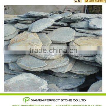 garden decoration green slate round slungshot pavement