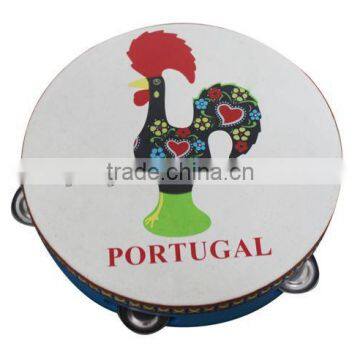 Wooden musical Toy cartoon tambourine