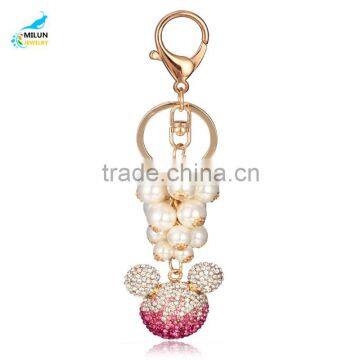 Wholesale diamond animal key chain marine organism pearl keyring