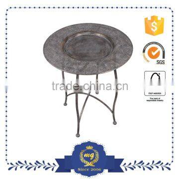 Dinning Room Black Round Big Coffee Or Tea Metal Table