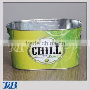 metal Tin Ice Bucket with Inner Handles