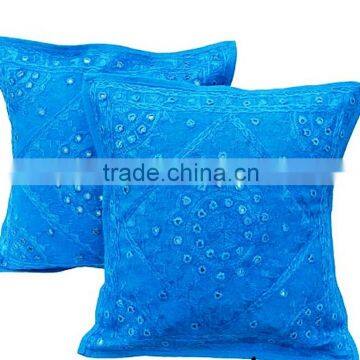 BOHEMIAN ETHNIC HAND EMBROIDERED MIRROR WORK CUSHION COVER