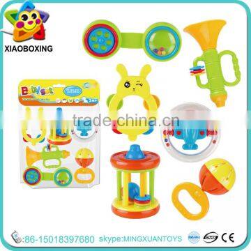 Promotion plastic baby hanging toy rattle bottle set for sale