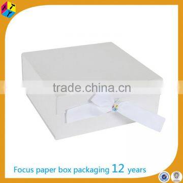 White Rectangle Matte Ribbon Folding Paper Gift Packing Box photo-3