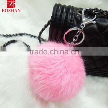 Cute pink pompom keyring for gift