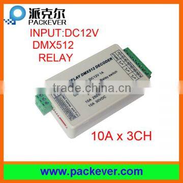 DC 12V 30A 3 channels DMX512 relay, 3 channels DMX relay switch