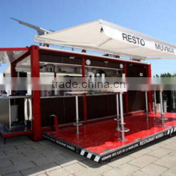 Hydralic opening system shipping container food kiosk booth