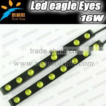 2x8 LED Universal Aluminium 8LED 16W Car Daytime Running Light DRL Fog Warning Bumper Decorative eagle eyes Lamp