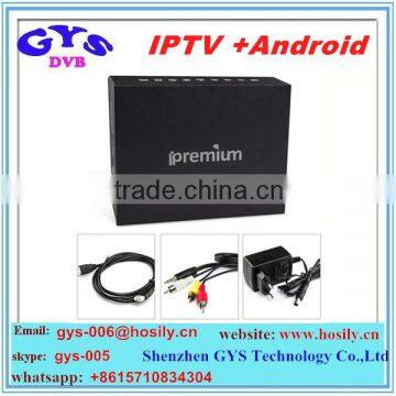 IPTV Box and DVB-S2 DVB-T2 ISDB-T DVB-C Tuner Android TV Box KODI XBMC Ipremium I9 Set Top Box