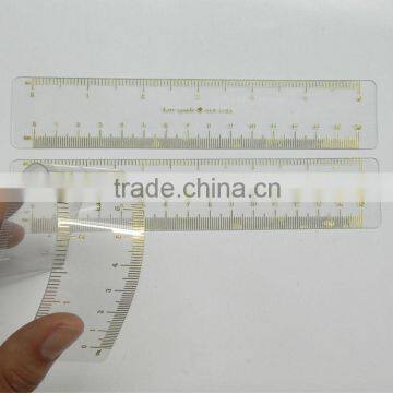 OEM Factory - gold stamping print logo rulers, flexible pvc ruler, custom soft ruler, clear plastic ruler