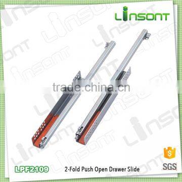 Factory supply 2-fold undermount push open telescopic channel furniture fittings drawer slide