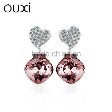 OUXI high quality latest design 925 sterling silver jewelry earring hook with rhinestone Y20158