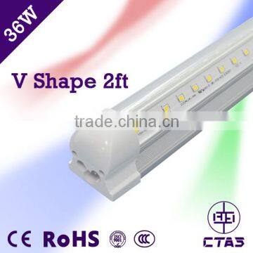 High brightness V Shape LED Cooler Lights 36W led tube t8 integrated tube light 1.2M AC85-265V clear cover with CE RoHS listed