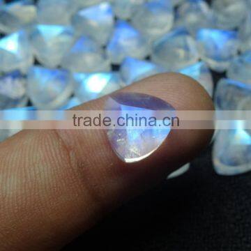 Natural Rainbow Moonstone 10x10mm Trillion Shape Blue Flashy Gemstone