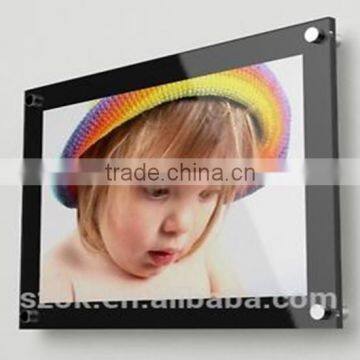 High quality wall mount clear lovely acrylic magnetic photo frame