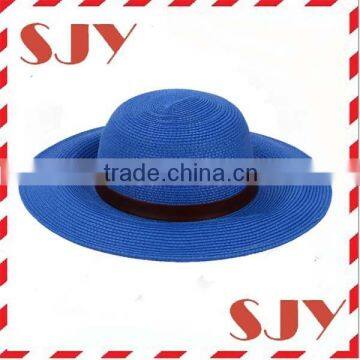 Beautiful leather belt wide brim sombrero straw summer hats for women