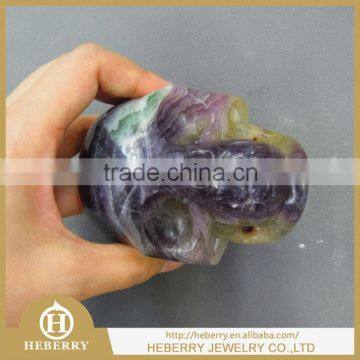 natural rainbow fluorite human skull carving/skeleton good for Christmas decoration