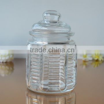 Chinese factory supply storage glass jar with glass lid