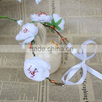 wedding bridal hair ornament flower wreath crown with fabric nylon