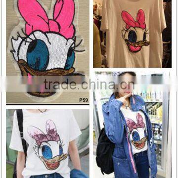 Cartoon Donald Duck Fashion Sequin Embroidery Design Patch