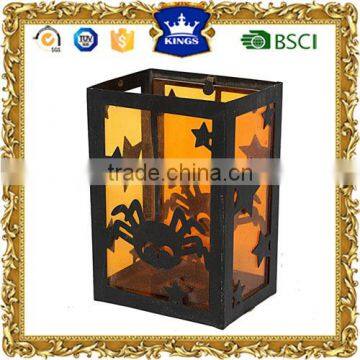 the Spider shape and star black metal hanging glass lantern for Christmas decoration