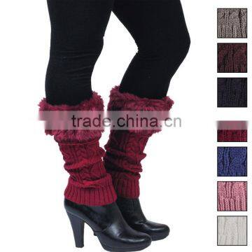 China wholesale fashion 100% acrylic yarn customed knitting leg warmer