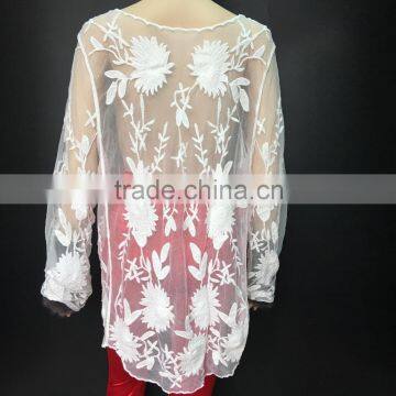 Clothing Bestdress Apparel Summer Women Long Tops Walson Fashion Women's Lace Crochet Loose Tops Long Sleeve Shirt Kimono Casual photo-3