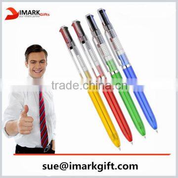 high quality 4 in 1 multicolor plastic ball pen custom logo plastic roller pen