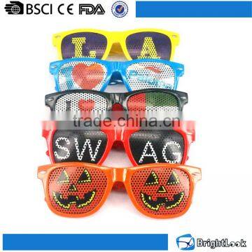 Hot selling party logo printed promotion sticker pinhole women men sunglasses wholesale in china