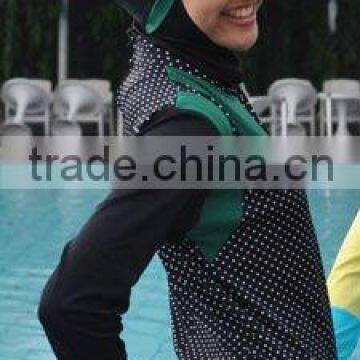 Green polka dot islamic women swimwear