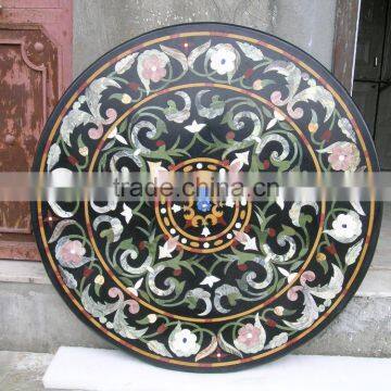 New Pietre Dure Round Inlay Marble Inlay Top, Inlay Stone Table Top, Stone Table Top, Marble