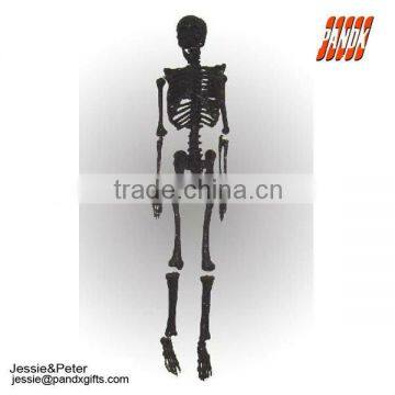 63" BLACK GLITTERED POLYFOAM HANGING SKELETON