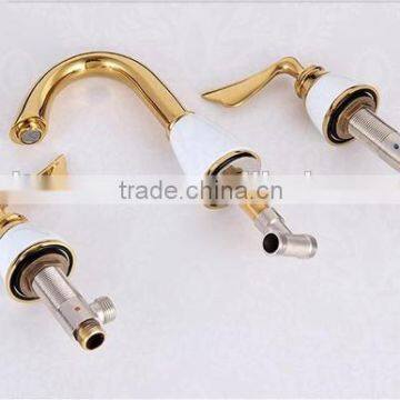 3-hole Wash Basin Faucets,basin Faucet Curved,deck Mount Tub Facucet With Hand Shower photo-2