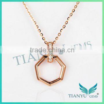 White Moissantie Diamond Pendants Charms Six Star Rose gold Necklace